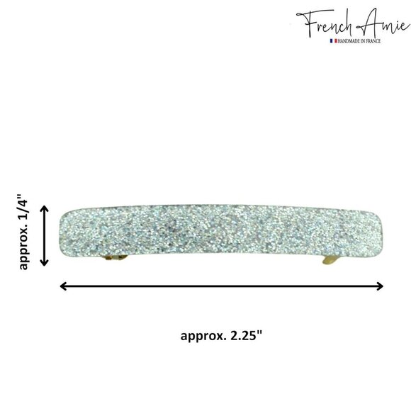 Small Silver Glitter Hair Clip Barrette Women Girls Handmade France